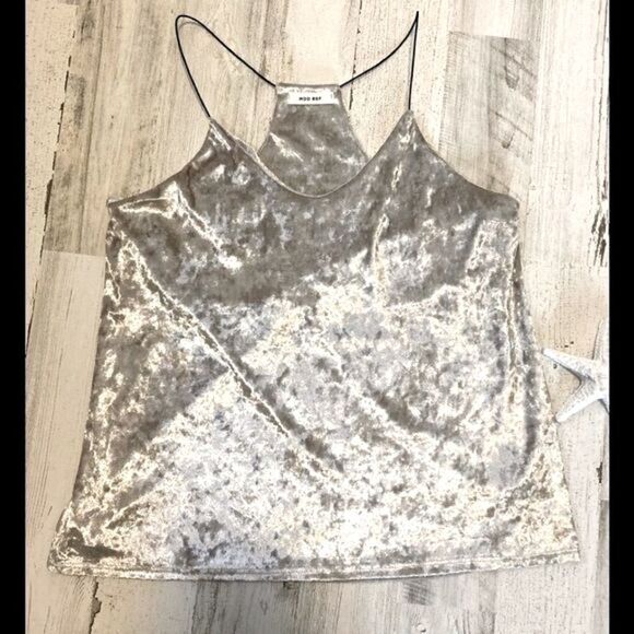 Mod Ref Silver Velvet Camisole Top Small - Picture 1 of 6